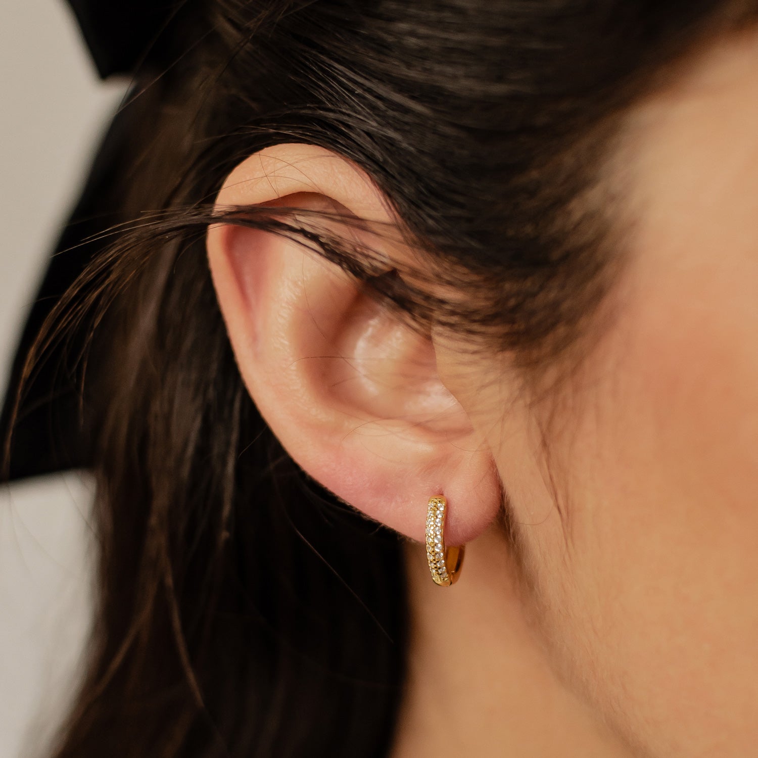 Boucles d’Oreilles Créoles Pierre Claire Double Sterling Argent